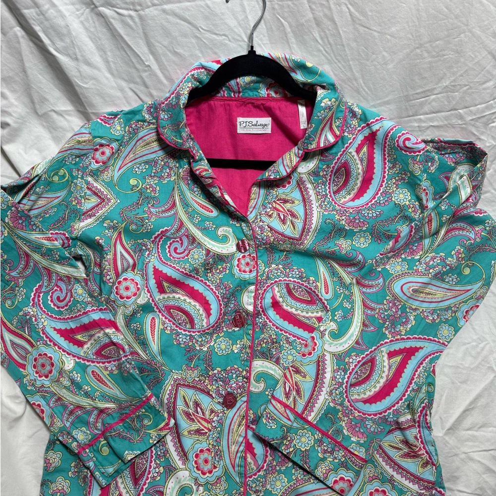 PJ Salvage Teal and Pink Paisley Pajama Set